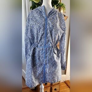 Floral Blue Rain Coat Size Large